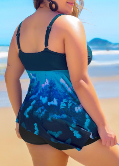 Navy plus size,Ombre plus size,ROTITA Plus Size Ombre Navy Blue Tankini Top