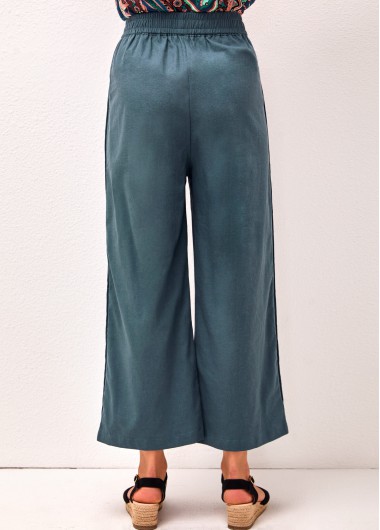 Peacock Blue bottoms,Plain Color bottoms,Pockets Peacock Blue High Waisted Pants