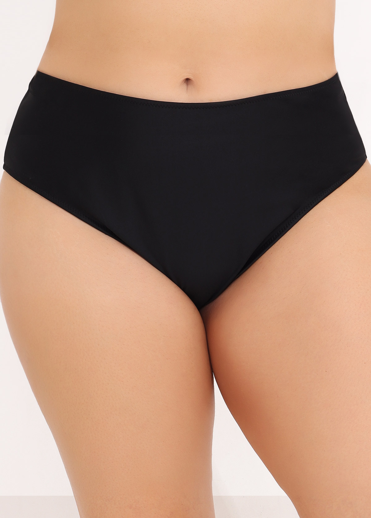 ROTITA Plus Size High Waisted Black Swimwear Panty