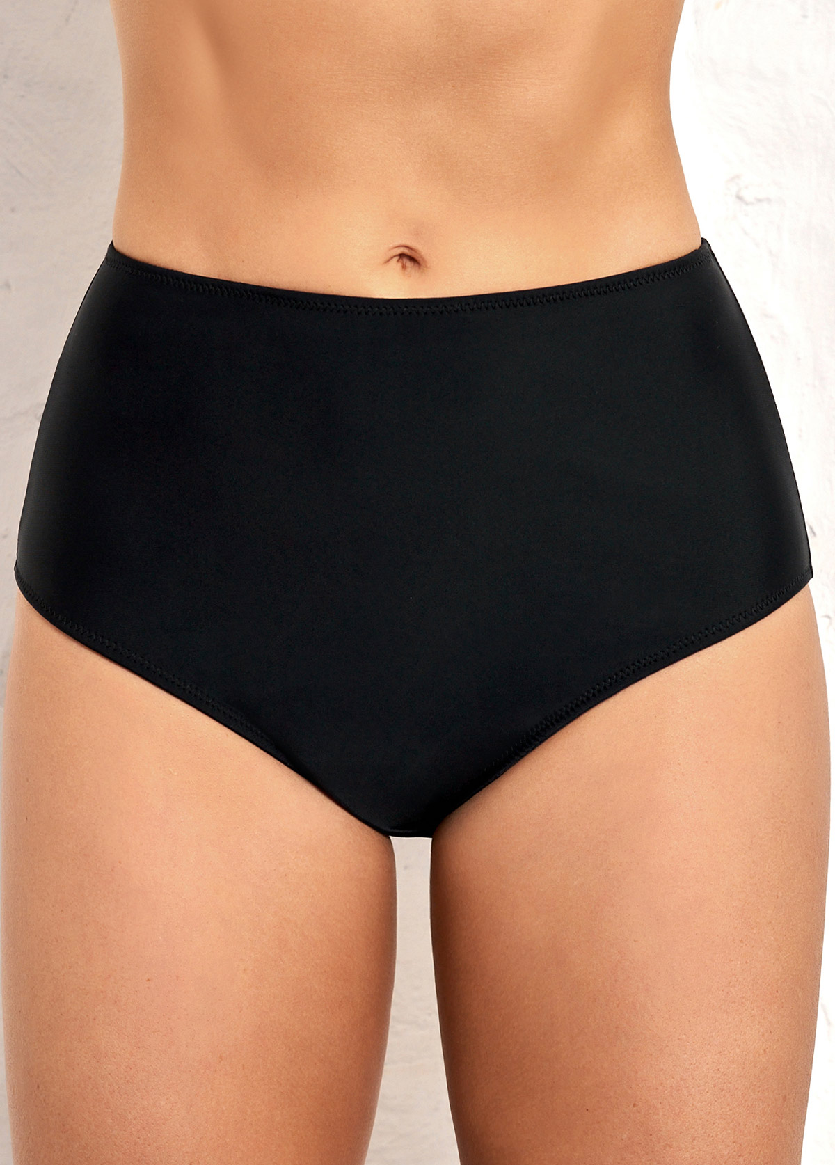 ROTITA High Waisted Black Elastic Detail Swimwear Panty