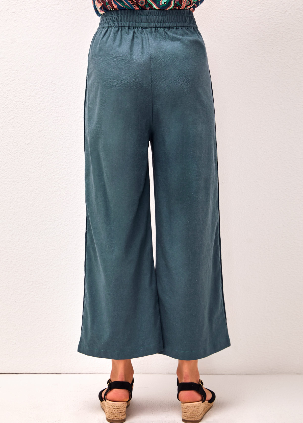 Peacock Blue bottoms,Plain Color bottoms,Pockets Peacock Blue High Waisted Pants