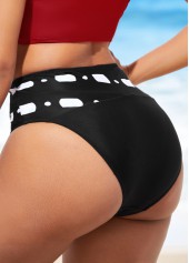 Multi Color swimwear,Dot swimwear,ROTITA Color Block Polka Dot High Waisted Bikini Set