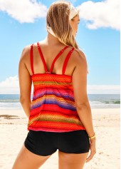 Rainbow Color swimwear,Striped swimwear,ROTITA Rainbow Stripe Double Straps Tankini Top
