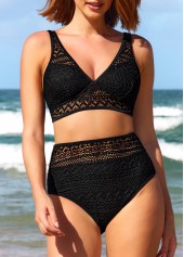 ROTITA High Waist Black Lace Bikini Set