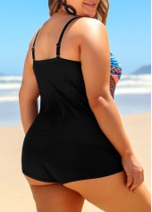 Multi Color plus size,Tribal plus size,ROTITA Spaghetti Strap Tribal Print Plus Size Tankini Top