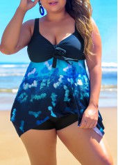 Navy plus size,Ombre plus size,ROTITA Plus Size Ombre Navy Blue Tankini Top