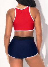 Red swimwear,Contrast Color swimwear,ROTITA Red High Waisted Wide Strap Bikini Set