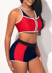 Red swimwear,Contrast Color swimwear,ROTITA Red High Waisted Wide Strap Bikini Set