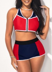 ROTITA Red High Waisted Wide Strap Bikini Set