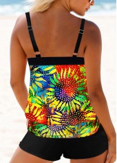 ROTITA Sunflower and Tie Dye Print Multi Color Tankini Top-No Bottom
