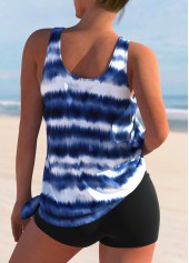 Blue swimwear,Tie Dye swimwear,ROTITA Blue Tie Dye Print Wide Strap Tankini Top