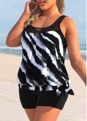 Multi Color plus size,Tie Dye plus size,ROTITA Color Block Plus Size Tie Dye Print Tankini Top