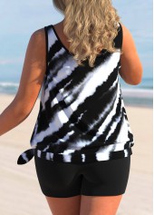 Multi Color plus size,Tie Dye plus size,ROTITA Color Block Plus Size Tie Dye Print Tankini Top