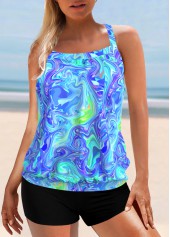 Multi Color swimwear,Dazzle Colorful swimwear,ROTITA Colorful Print Criss Cross Back Tankini Top