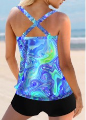 Multi Color swimwear,Dazzle Colorful swimwear,ROTITA Colorful Print Criss Cross Back Tankini Top
