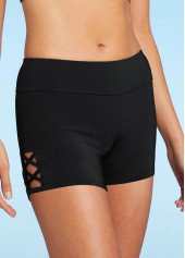 ROTITA Lace Up Black Mid Waist Swim Shorts