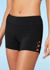 ROTITA Lace Up Black Mid Waist Swim Shorts