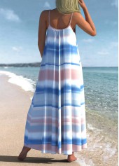Multi Color swimwear,Striped swimwear,ROTITA Ombre Striped Spaghetti Strap Cover Up Dress