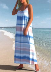 Multi Color swimwear,Striped swimwear,ROTITA Ombre Striped Spaghetti Strap Cover Up Dress