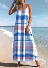 ROTITA Ombre Striped Spaghetti Strap Cover Up Dress