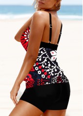 Multi Color swimwear,Tribal swimwear,ROTITA Multi Color Double Straps Floral Print Tankini Top