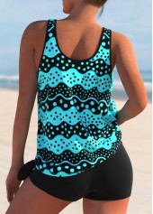 Black swimwear,Geometric swimwear,ROTITA Black Tie Side Polka Dot Tankini Top
