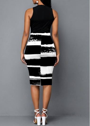 Graphic dresses,ROTITA Cross Halter Graffiti Print Color Block Dress