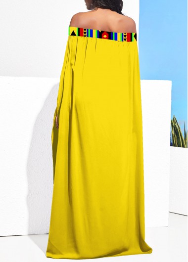 Yellow tops,Tribal tops,ROTITA Tribal Print Yellow Off Shoulder Blouse