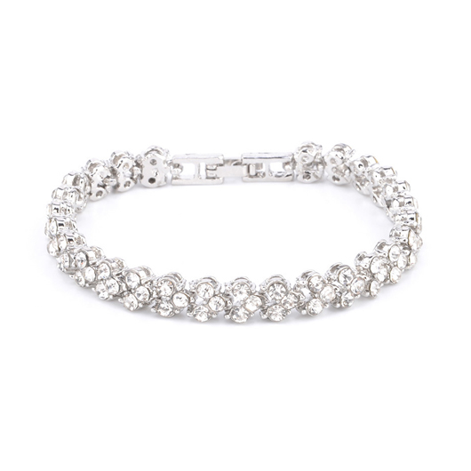 Silvery White jewelry,Rhinestone Design Silver Metal Detail Bracelet
