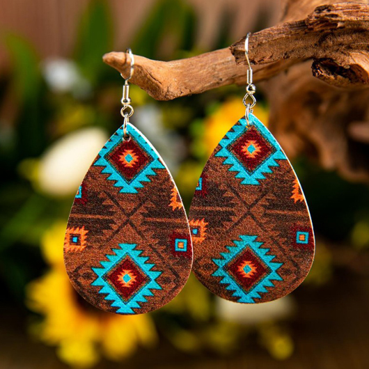 Tribal Design Waterdrop Detail Retro Multi Color Earrings