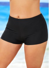 Black plus size,Plain Color plus size,ROTITA Black Plus Size High Waisted Swimwear Shorts