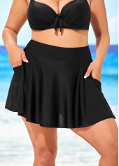 ROTITA Pocket Plus Size High Waisted Black Pantskirt