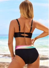 Pink swimwear,Ombre swimwear,ROTITA Ombre Print High Waisted Pink Bikini Set