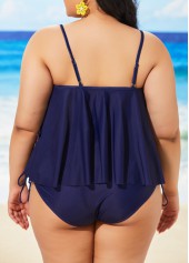 Navy plus size,Animal Print plus size,ROTITA Plus Size Spaghetti Strap Navy Blue Tankini Set