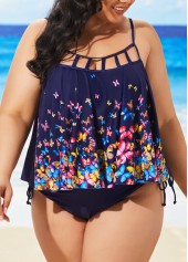 Navy plus size,Animal Print plus size,ROTITA Plus Size Spaghetti Strap Navy Blue Tankini Set