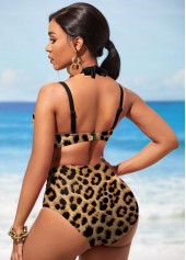 Dark Camel swimwear,Leopard swimwear,ROTITA High Waist Leopard Brown Bikini Set