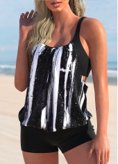 ROTITA Striped Black Wide Strap Tankini Top-No Bottom