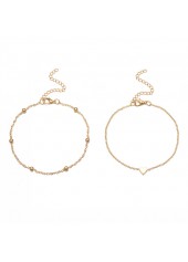 Gold jewelry,Gold Heart Design Metal Detail Anklet Set