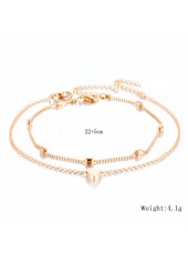 Gold jewelry,Gold Heart Design Metal Detail Anklet Set