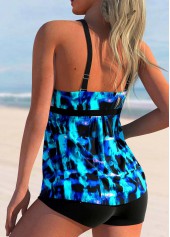 Cyan swimwear,Tie Dye swimwear,ROTITA Tie Dye Print Cyan Tankini Top