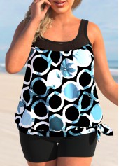 Floral Print Black Plus Size Tankini Set