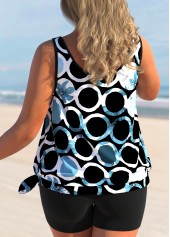 Black plus size,Floral plus size,ROTITA Floral Print Black Plus Size Tankini Top
