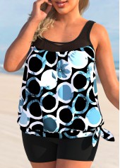 Black plus size,Floral plus size,ROTITA Floral Print Black Plus Size Tankini Top