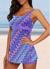 Light Purple swimwear,Tribal swimwear,ROTITA Wide Strap Light Purple Tribal Print Tankini Set