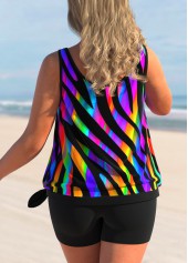 Black plus size,Dazzle Colorful plus size,ROTITA Plus Size Black Colorful Print Tankini Top