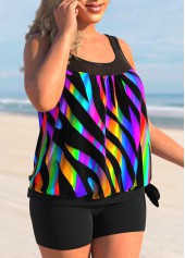 Black plus size,Dazzle Colorful plus size,ROTITA Plus Size Black Colorful Print Tankini Top