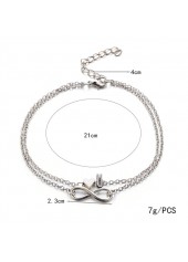 Silvery White jewelry,Layered Silver Letter and Heart Design Anklet