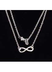 Silvery White jewelry,Layered Silver Letter and Heart Design Anklet