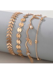 Gold jewelry,Layered Gold Leaf Design Anklet Set