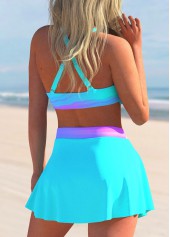 Cyan swimwear,Dazzle Colorful swimwear,ROTITA Colorful Print High Waisted Cyan Bikini Set